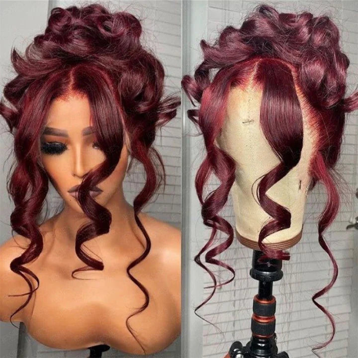 99J Color Body Wave 13x4 Lace Front Wig Glueless Human Hair Wig