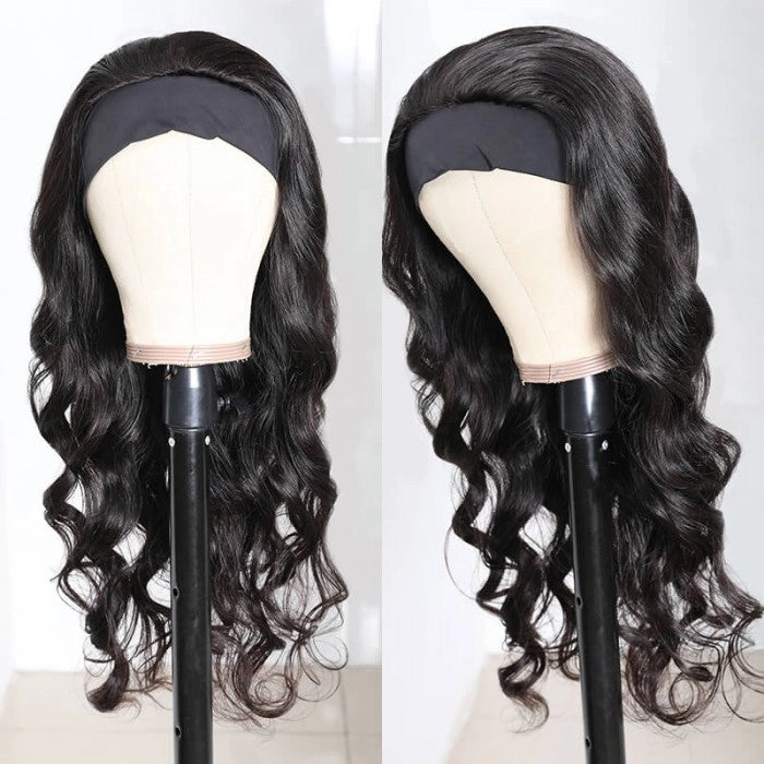 New Headband Wig Body Wave Natural Color Human Virgin Hair Wig Headband Half Wig