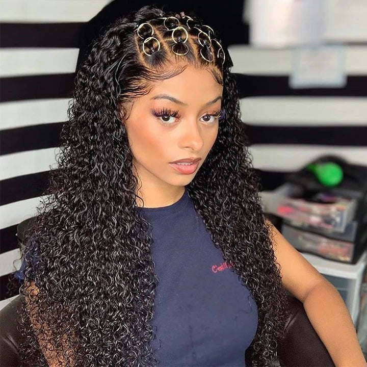 Curly Full Lace Human Hair Wig With Kinky Edge Bleached Knots Preplucked Hairline Wig