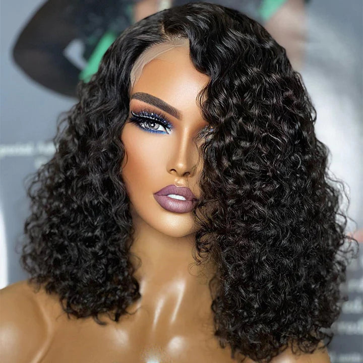 Glueless Invisible Crystal HD Lace Curly Short 13x4 Lace Front Bob Wig 4x4 Lace Bob Human Hair Wig