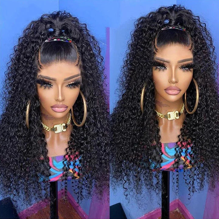 Curly Full Lace Human Hair Wig With Kinky Edge Bleached Knots Preplucked Hairline Wig