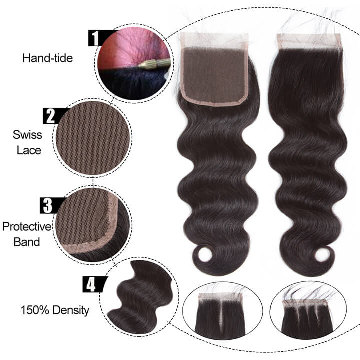 12-30 Inch Brazilian Body Wave 3 Bundles With Closure 100% Human Grade 9A Hair Extension