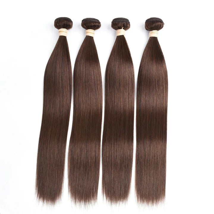 #4 Light Brown Straight Hair Weave 3 Bundles Brazilian Human Hair Extension