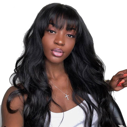 Brazilian Body Wave Wigs Lace Front Human Hair Wigs With Bangs