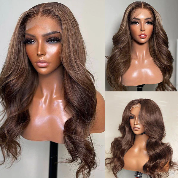 Chestnut Dark Brown Color Wig Glueless Lace Front Closure Wig Body Wave Hair 13x4/13x6 Free Part