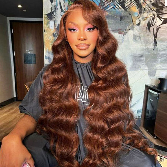 Chestnut Dark Brown Color Wig Glueless Lace Front Closure Wig Body Wave Hair 13x4/13x6 Free Part