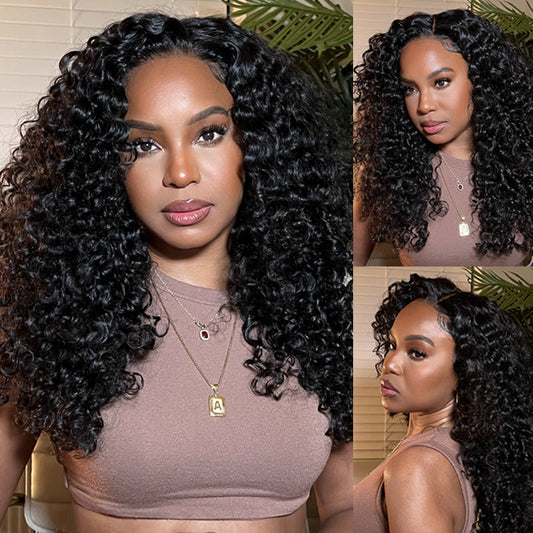 HD 5x5 Lace Closure Jerry Curly Real Glueless Wig Pre Plucked Natual Black Human Hair Wigs