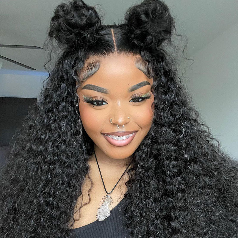 Jerry Curly 360 Full Lace Frontal Wig 180% Density Thick Human Hair Wig Free Part Natual Black Arabella Hair