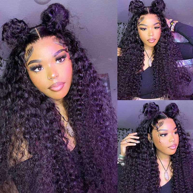 Jerry Curly 360 Full Lace Frontal Wig 180% Density Thick Human Hair Wig Free Part Natual Black Arabella Hair