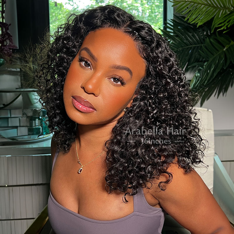 HD 5x5 Lace Closure Jerry Curly Real Glueless Wig Pre Plucked Natual Black Human Hair Wigs