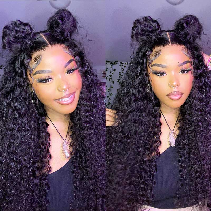 Jerry Curly 360 Full Lace Frontal Wig 180% Density Thick Human Hair Wig Free Part Natual Black Arabella Hair