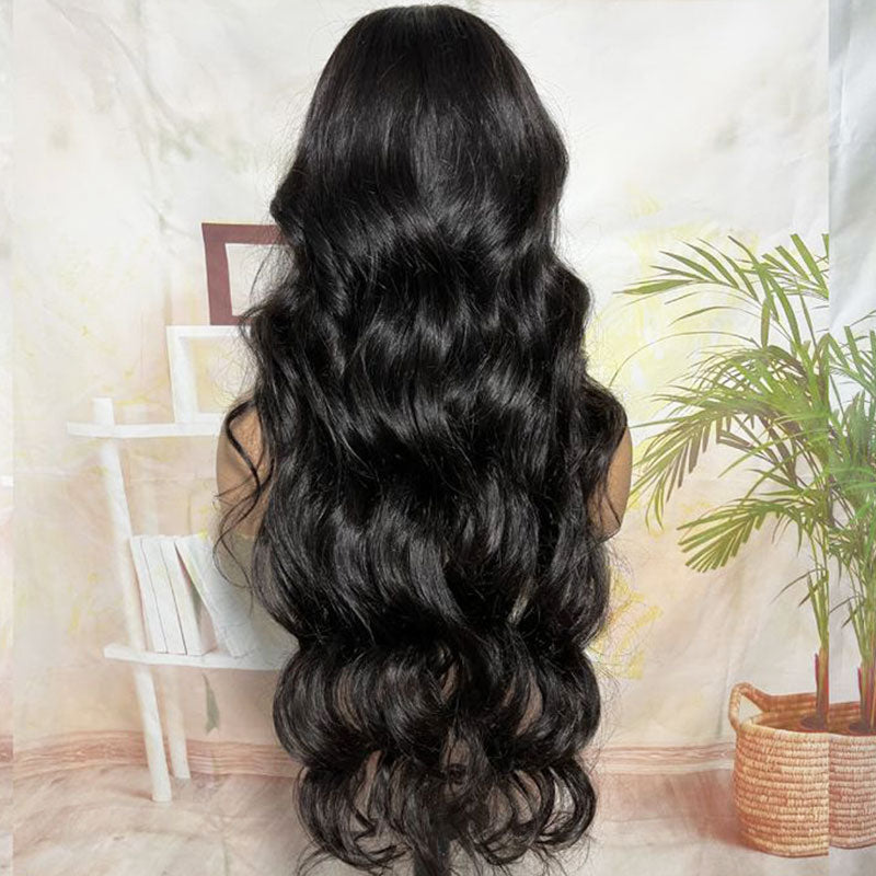 Pre-Cut 13x4 Upgrade Lace Front Natural Black Human Hair Wig Free Part Body Wave/Curly