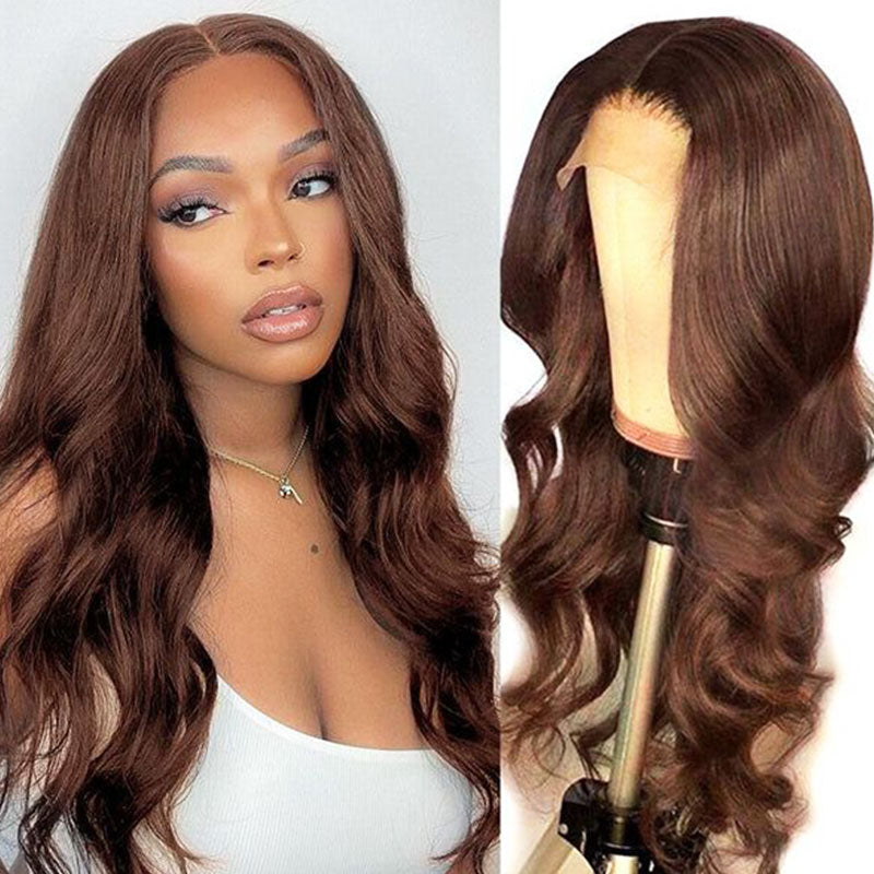 Chestnut Dark Brown Color Wig Glueless Lace Front Closure Wig Body Wave Hair 13x4/13x6 Free Part