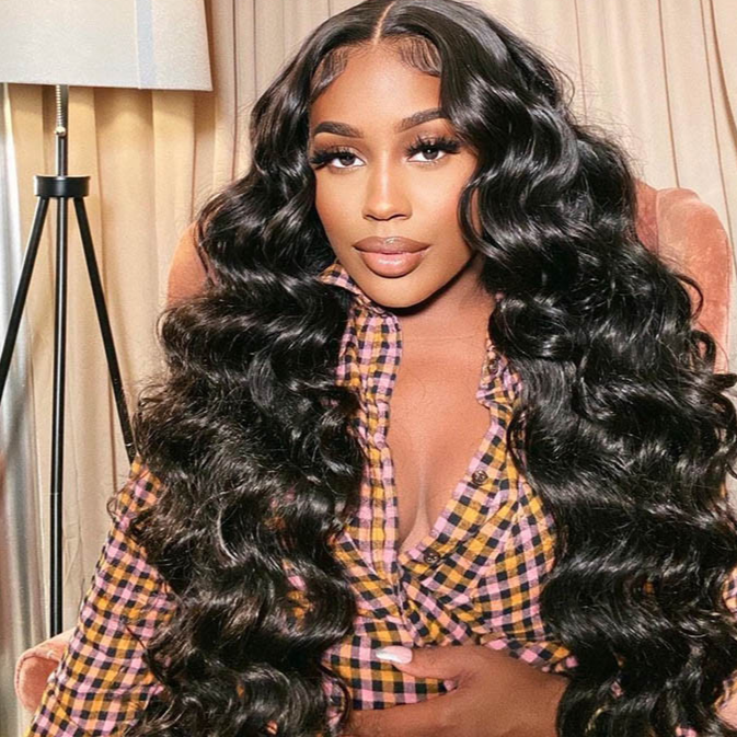 Loose Wave Transparent Lace Pre-cut Lace Frontal Wig Human Hair Wig Natural Black Color 4x4/6x5 Glueless &13x4 Lace Front