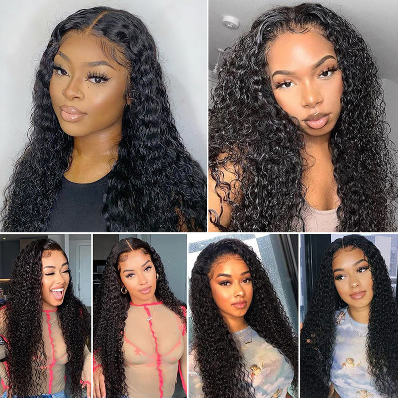 HD 5x5 Lace Closure Jerry Curly Real Glueless Wig Pre Plucked Natual Black Human Hair Wigs