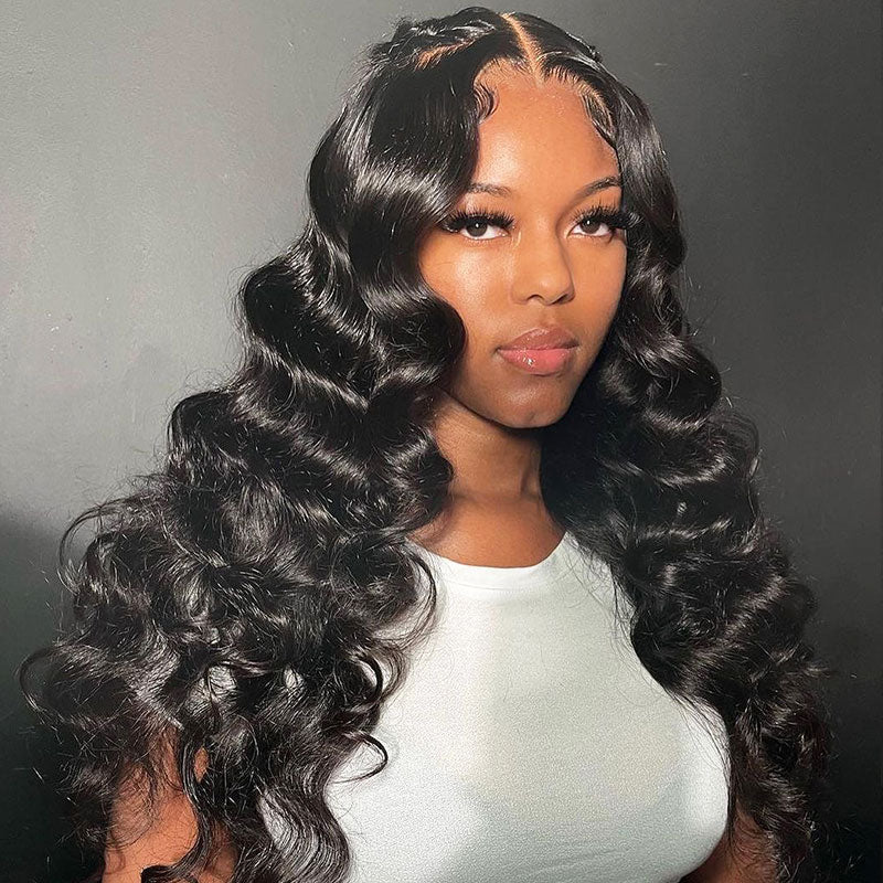 Loose Wave Transparent Lace Pre-cut Lace Frontal Wig Human Hair Wig Natural Black Color 4x4/6x5 Glueless &13x4 Lace Front