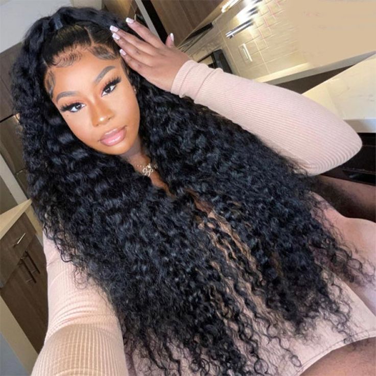 Pre-Cut 13x4 Upgrade Lace Front Natural Black Human Hair Wig Free Part Body Wave/Curly