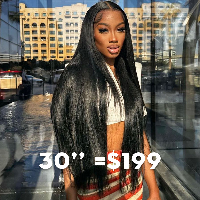 Pre-Cut 13x4 Upgrade Lace Front Natural Black Human Hair Wig Free Part Body Wave/Curly